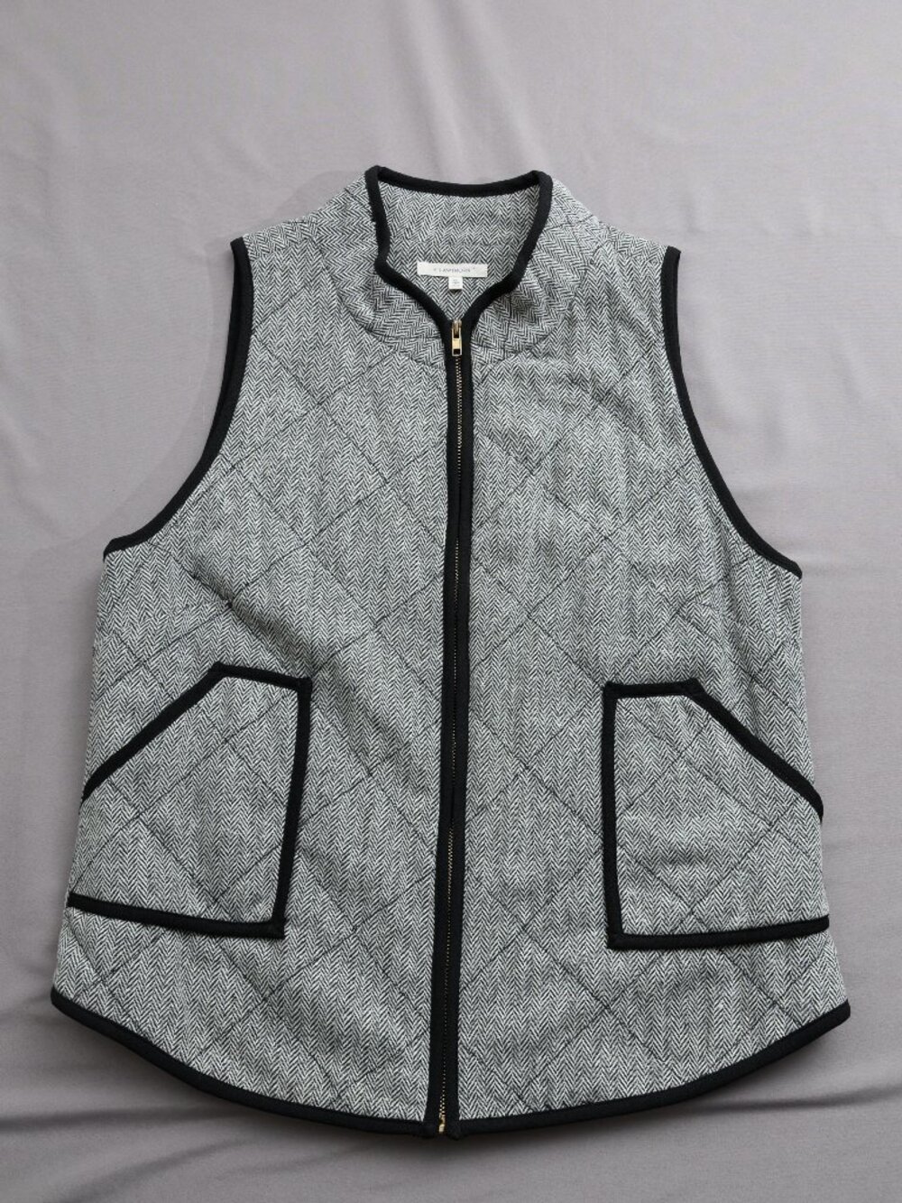 41 Hawthorn Stitch Fix Women's XL Herringbone Quilted Vest Black White Retro